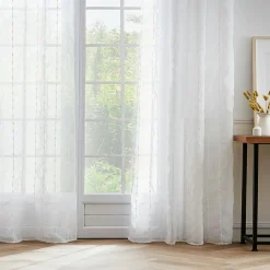 EMINZA Voilage galon fronceur pompons (140 x 240 cm) Axel Blanc Outlet