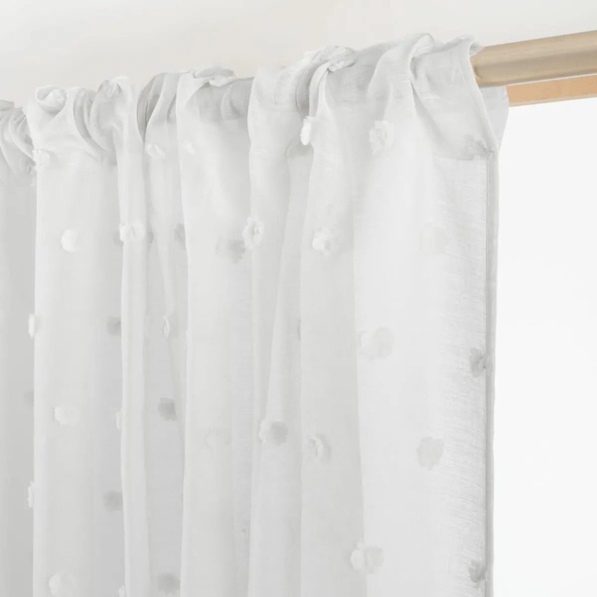 EMINZA Voilage galon fronceur pompons (280 x 240 cm) Emie Blanc Sale