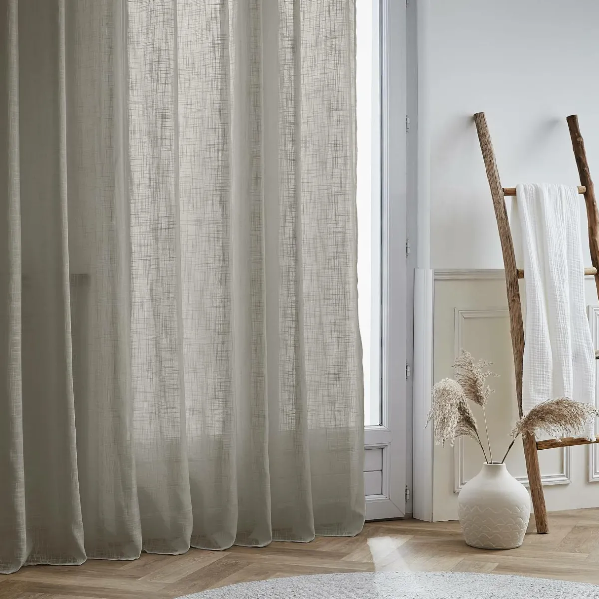 EMINZA Voilage grande largeur effet lin (400 x 240 cm) Robin Taupe Clearance