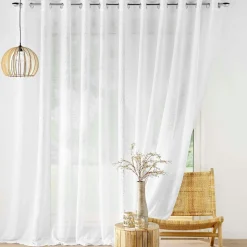 douceur d'intu017drieur Voilage grande largeur effet lin tissé (400 x 240 cm) Haltona Blanc Hot