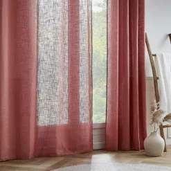 EMINZA Voilage grande largeur effet lin (400 x 240 cm) Robin Terracotta Outlet