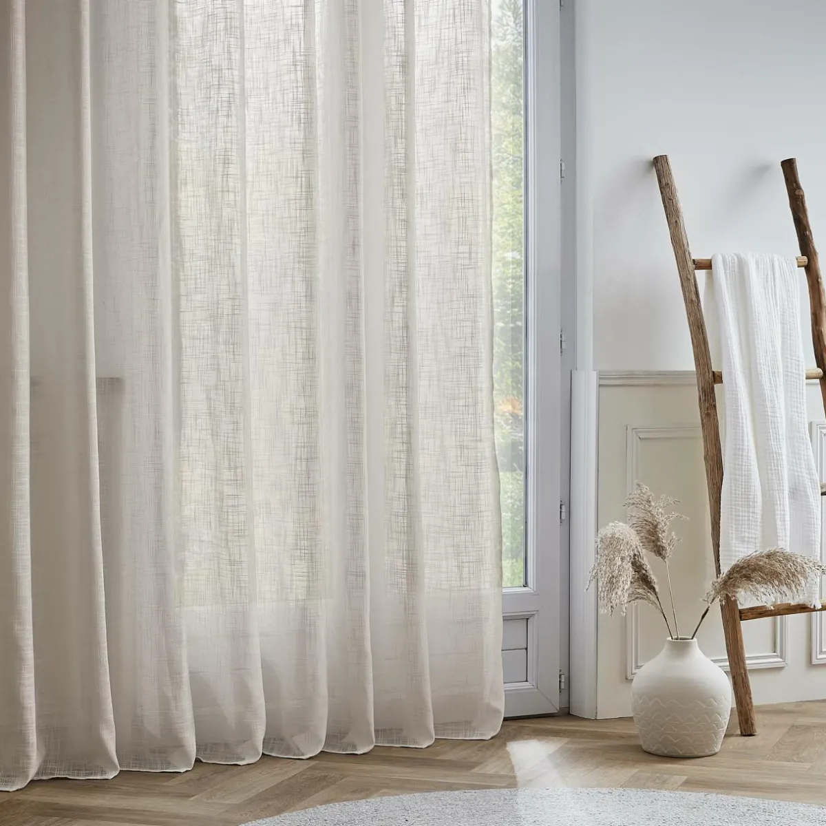 EMINZA Voilage grande largeur effet lin (400 x 240 cm) Robin Beige Online