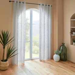 Atmosphera, cru017dateur d'intu017drieur Voilage œillets (140 x 240 cm) Abstrait Blanc