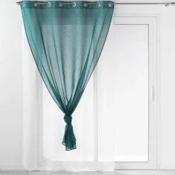 DOUCEUR D'INTERIEUR Voilage œillets (140 x 240 cm) Duetto et Blanc Bleu pétrole Discount