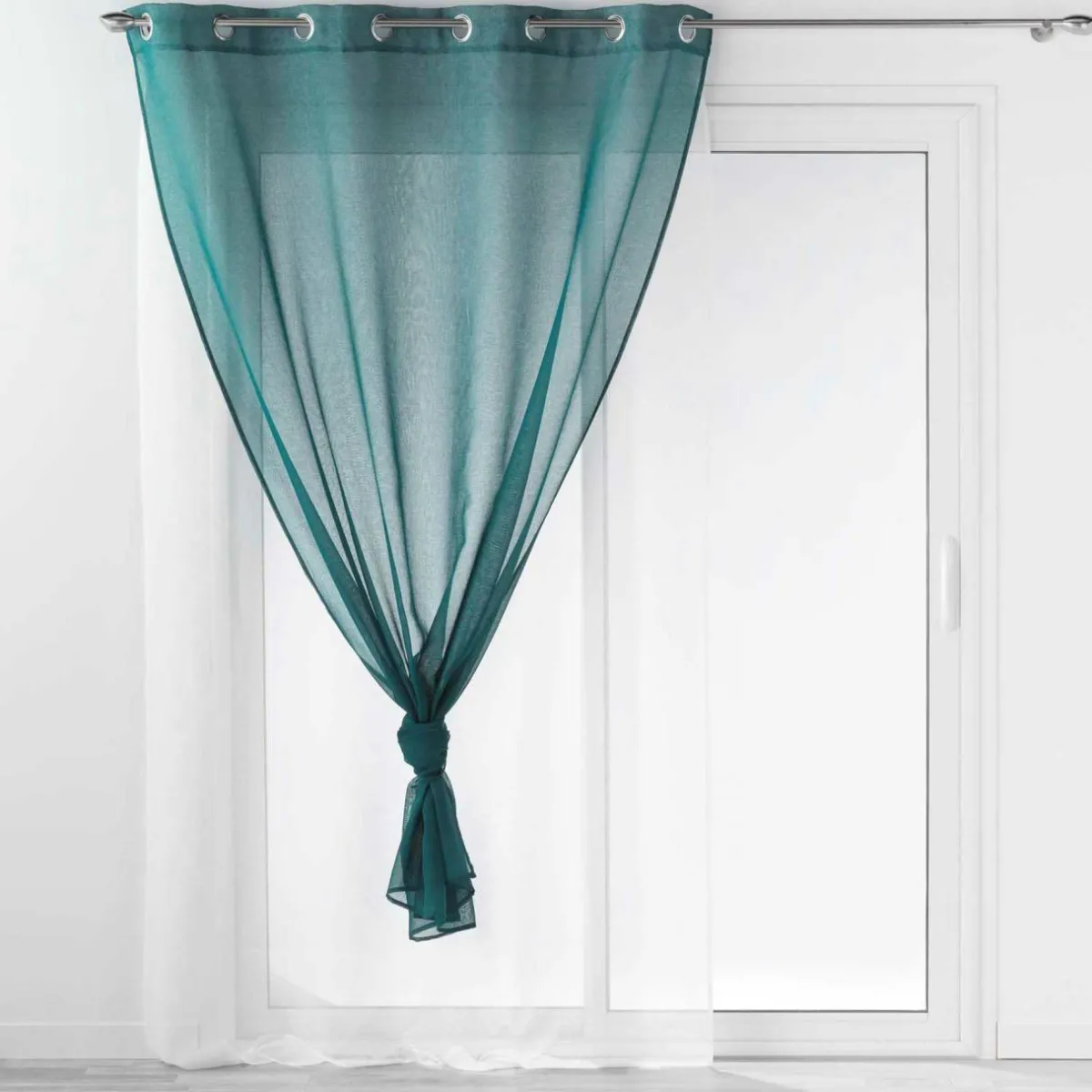 DOUCEUR D'INTERIEUR Voilage œillets (140 x 240 cm) Duetto et Blanc Bleu pétrole Discount