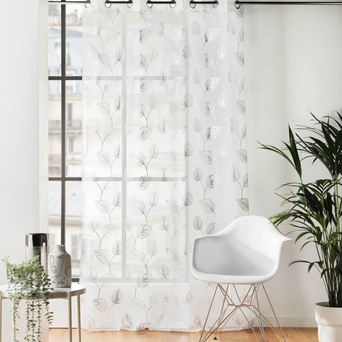 DOUCEUR D'INTERIEUR Voilage œillets (140 x 280 cm) Edelia Argent Outlet