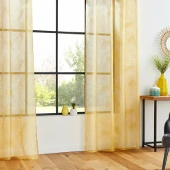 ATMOSPHERA Voilage œillets (140 x 240 cm) Feuille Jaune ocre Best