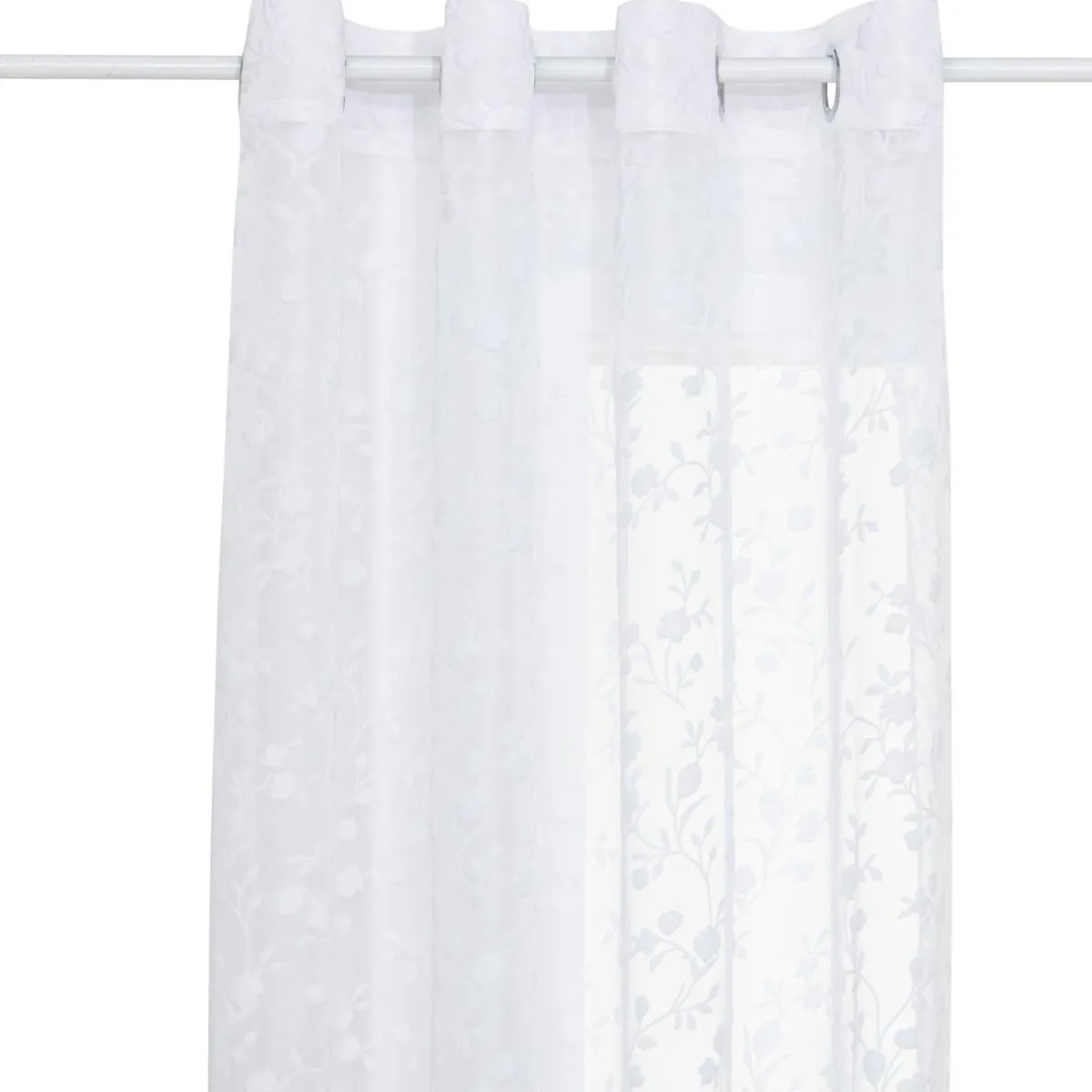Atmosphera, cru017dateur d'intu017drieur Voilage œillets (140 x 240 cm) Flore Blanc Clearance