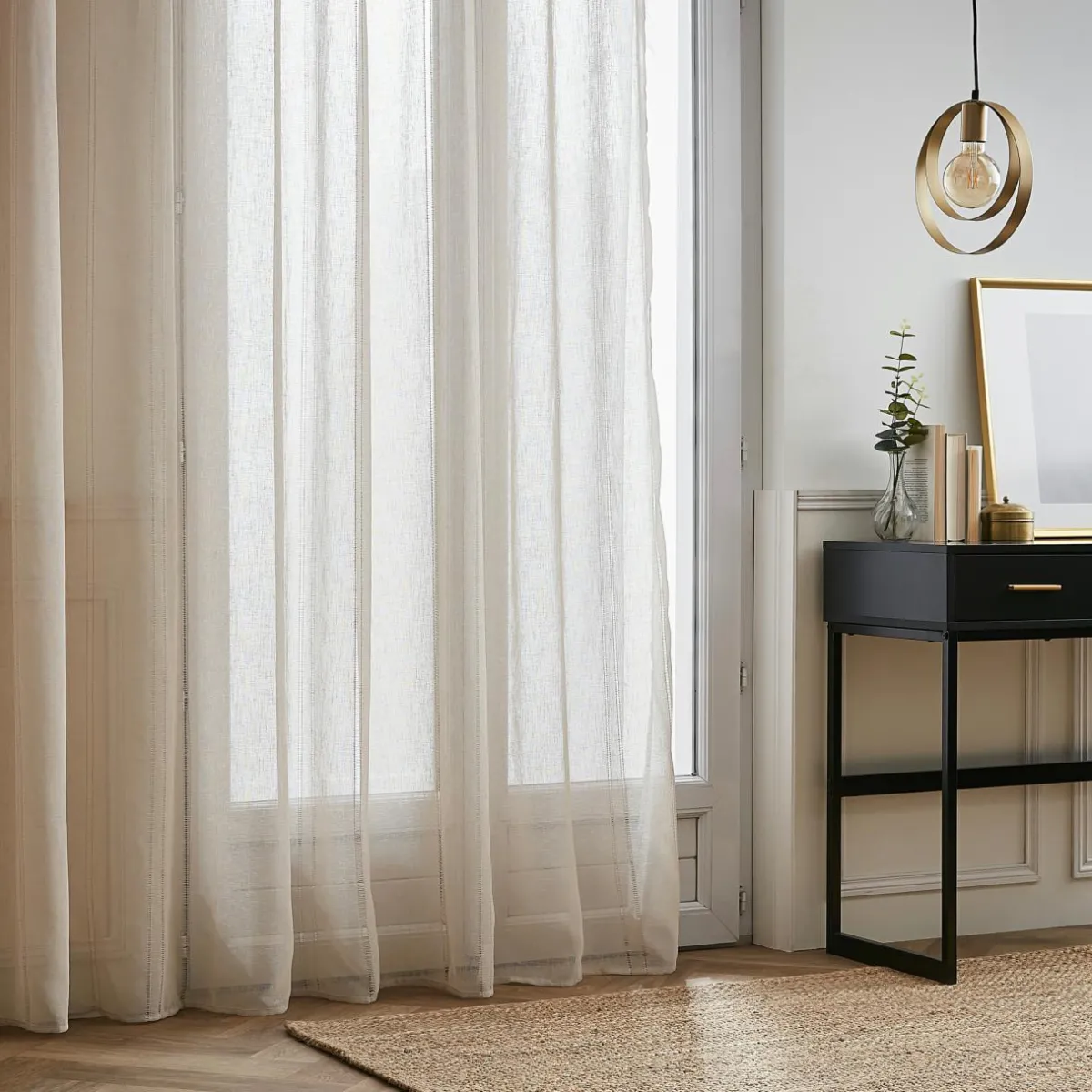 EMINZA Voilage œillets (280 x 240 cm) Léontine Beige New