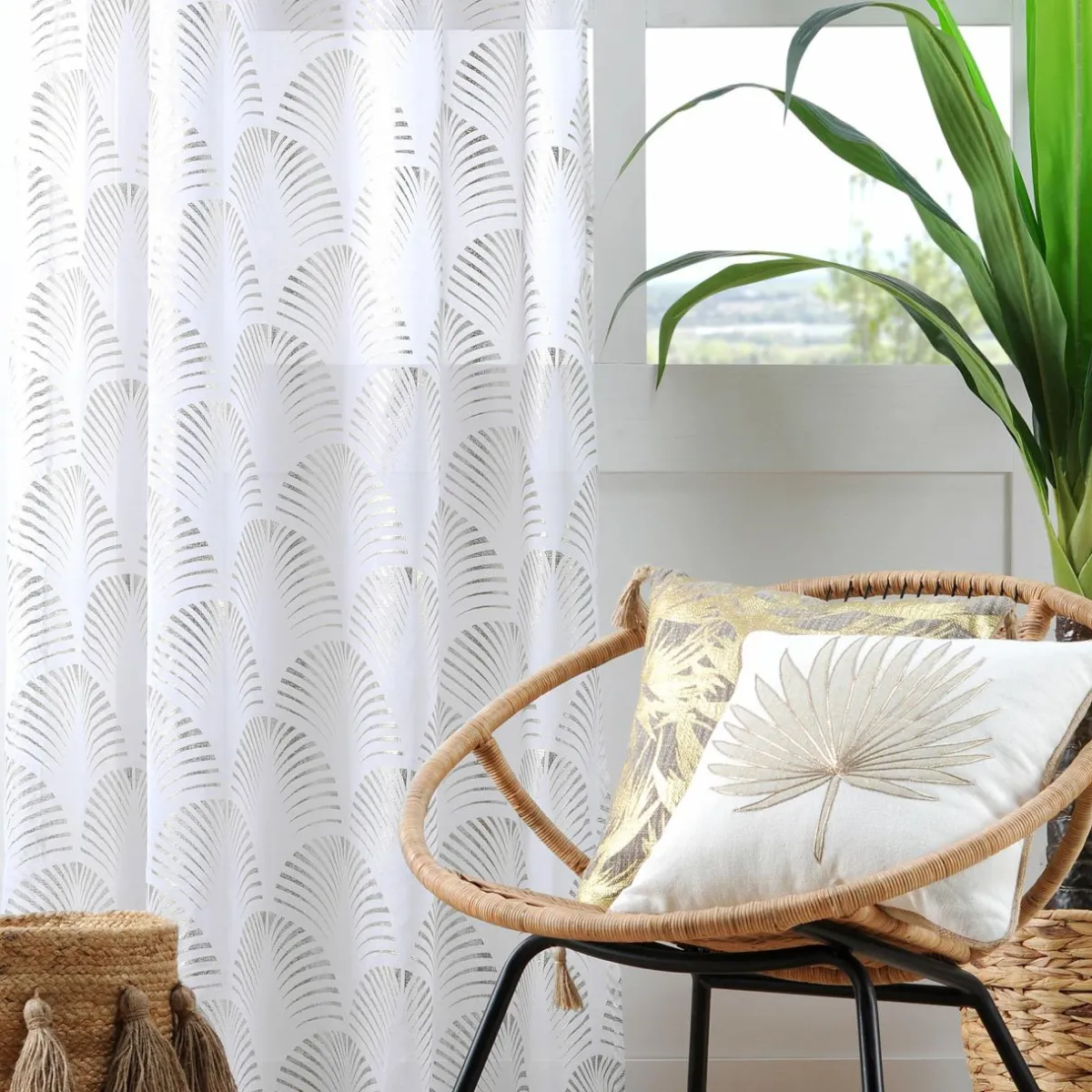 LOVELY CASA Voilage œillets (140 x 260 cm) Maldives Argent Hot