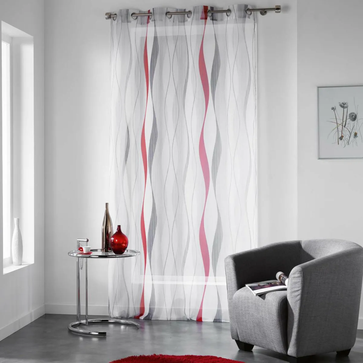 DOUCEUR D'INTERIEUR Voilage œillets (140 x 240 cm) Ondulys Rouge Outlet