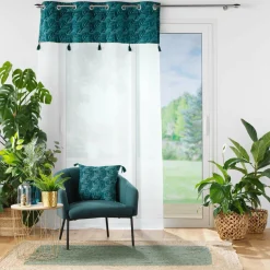 DOUCEUR D'INTERIEUR Voilage œillets (140 x 240 cm) Palmina Bleu canard Online