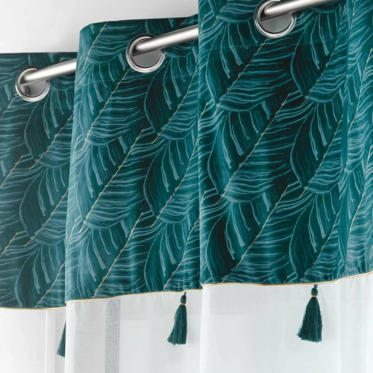 DOUCEUR D'INTERIEUR Voilage œillets (140 x 240 cm) Palmina Bleu canard Online