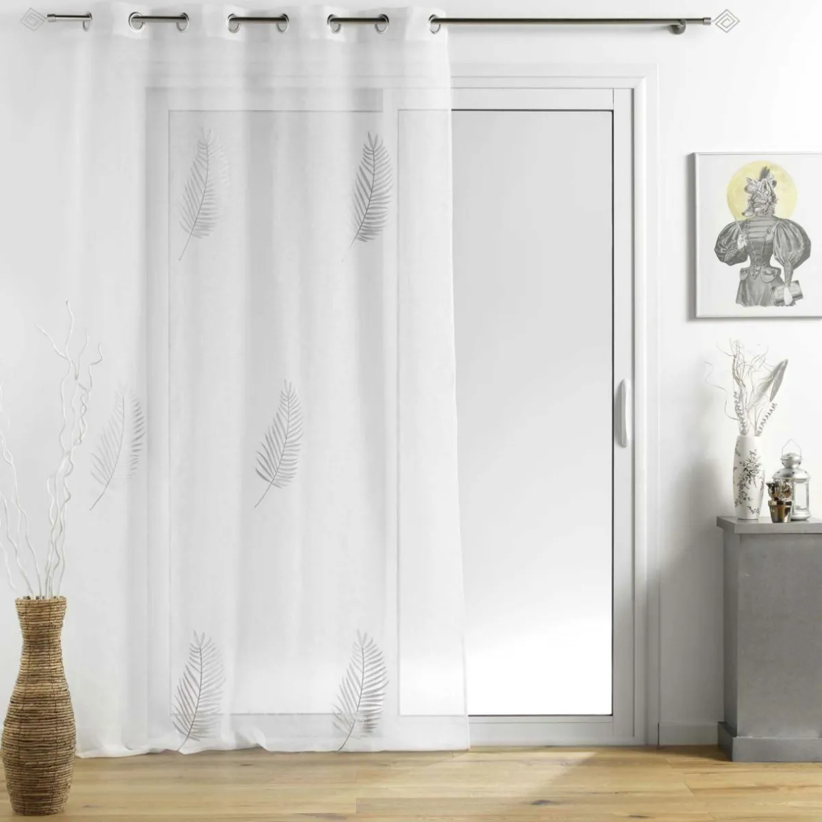 DOUCEUR D'INTERIEUR Voilage œillets (140 x 240 cm) Palmeor Argent Discount