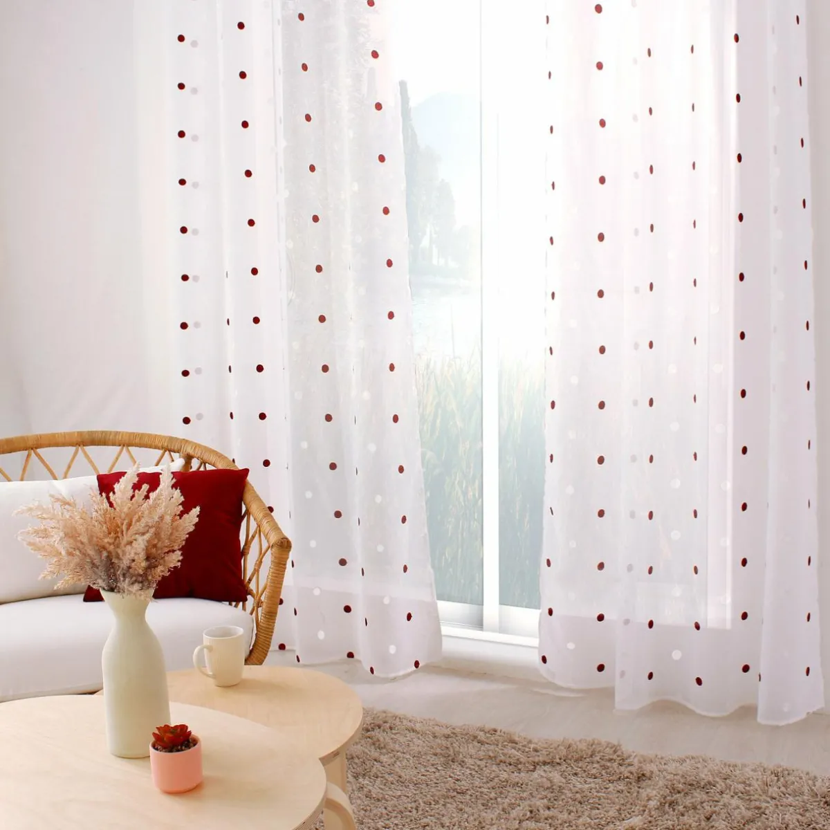 ENJOY HOME Voilage œillets (140 x 240 cm) Pointia Bordeaux Hot