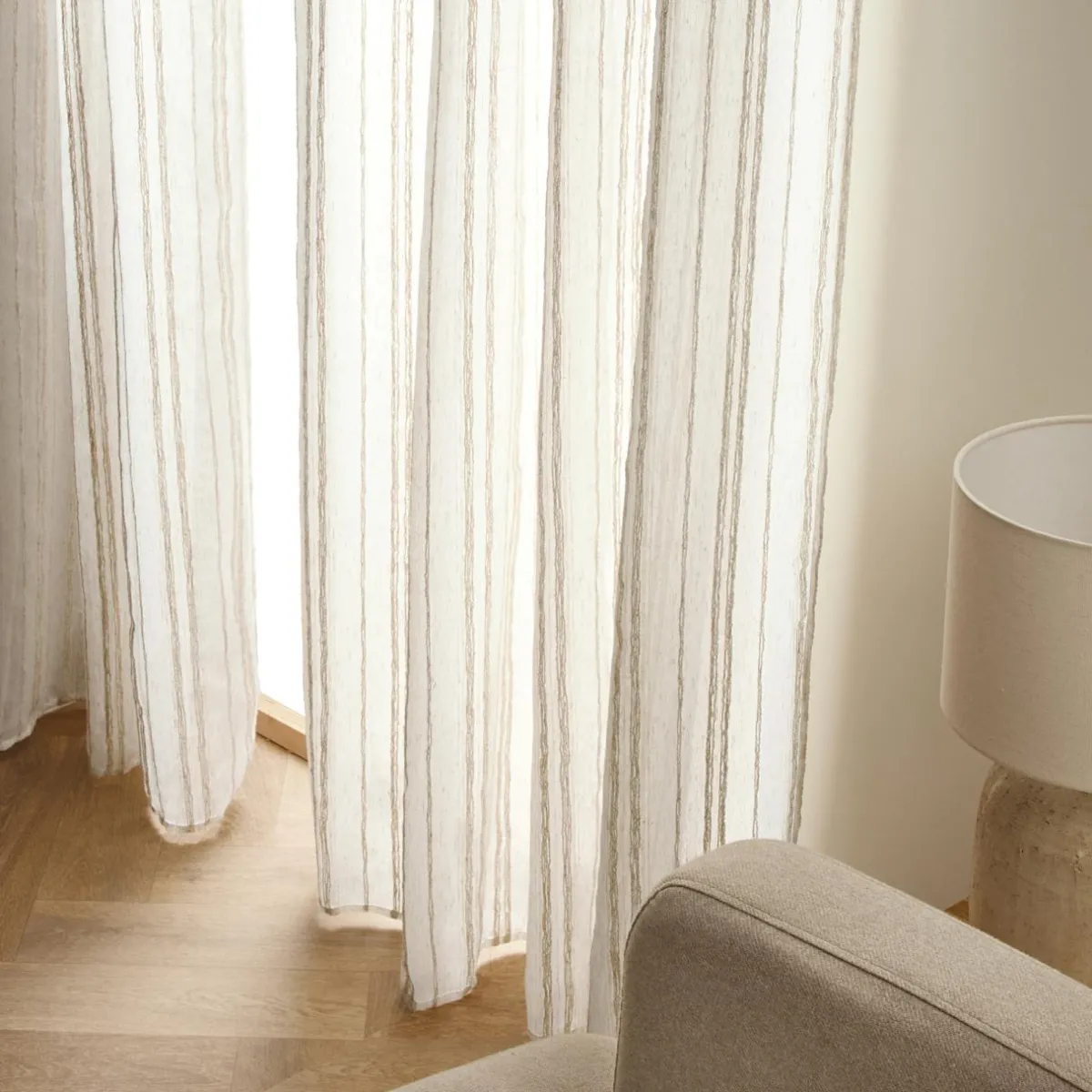 EMINZA Voilage œillets (140 x 240 cm) Théo Beige Discount
