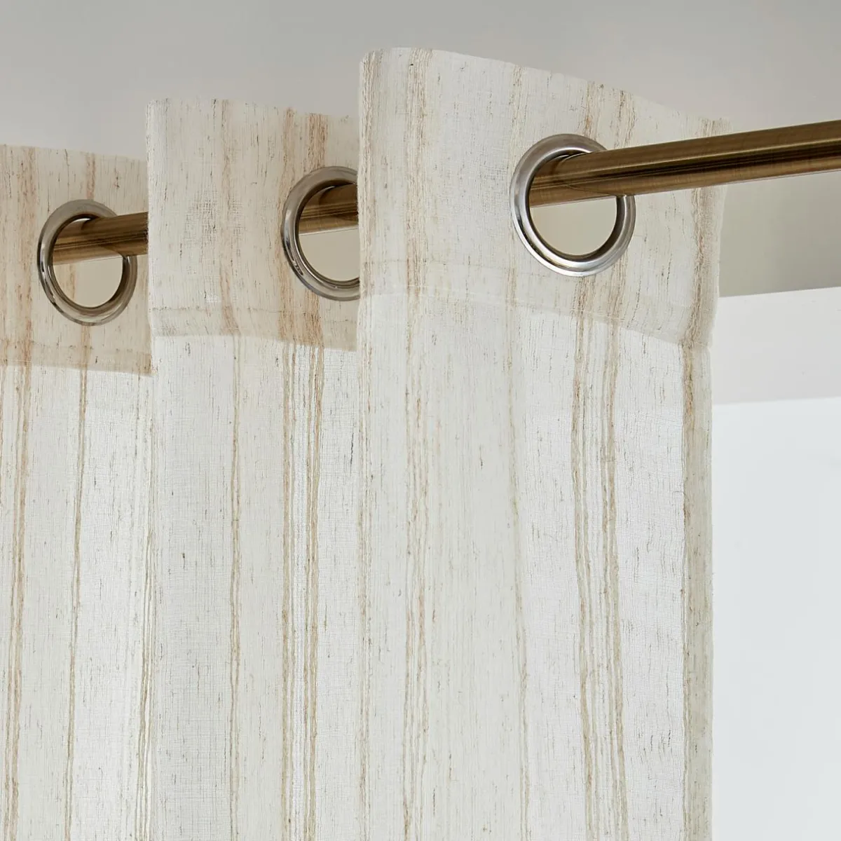 EMINZA Voilage œillets (140 x 240 cm) Théo Beige Discount