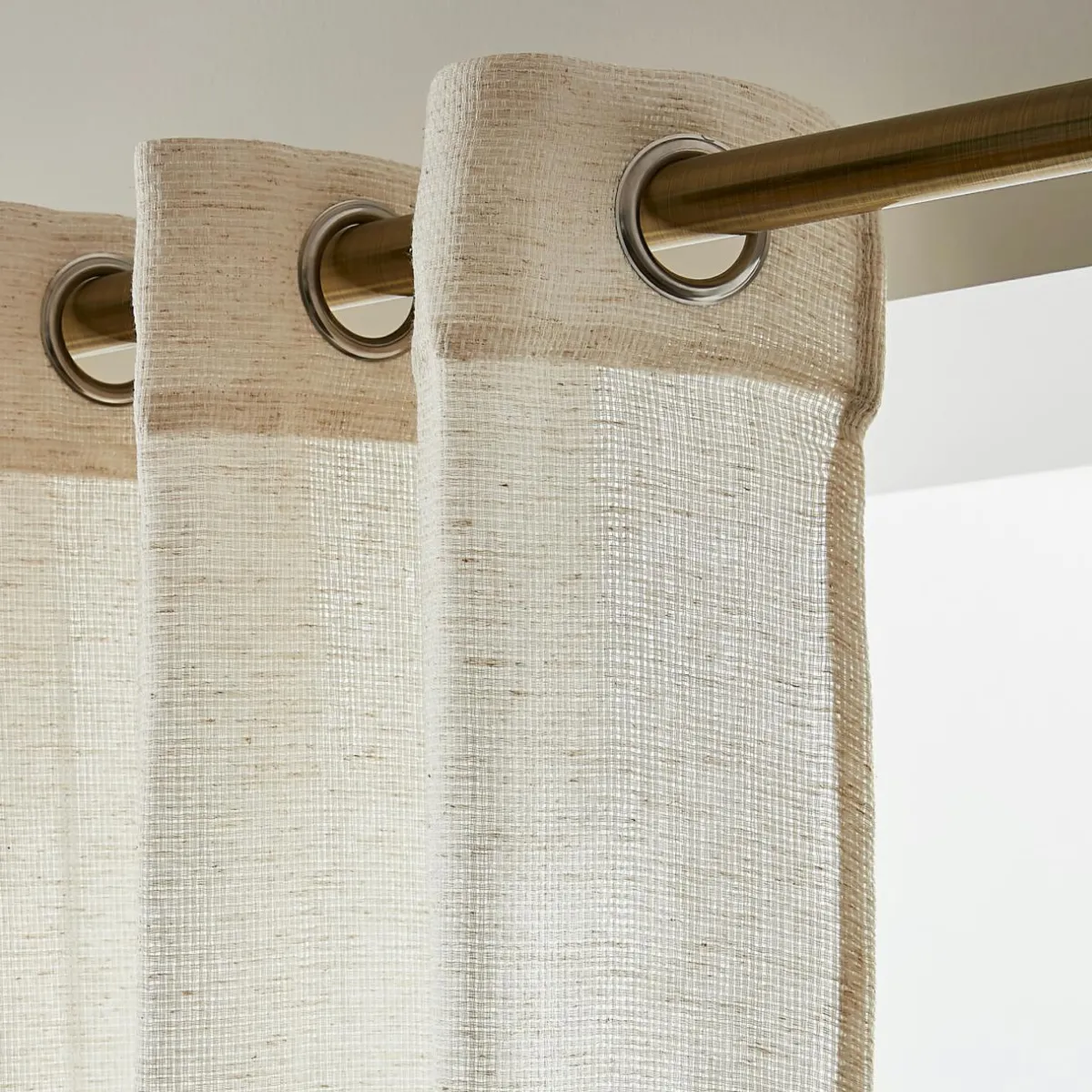 EMINZA Voilage œillets effet lin (140 x 240 cm) Luca Beige New
