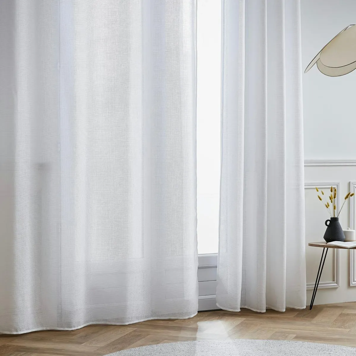 EMINZA Voilage œillets effet lin (180 x 240 cm) Luca Blanc Discount