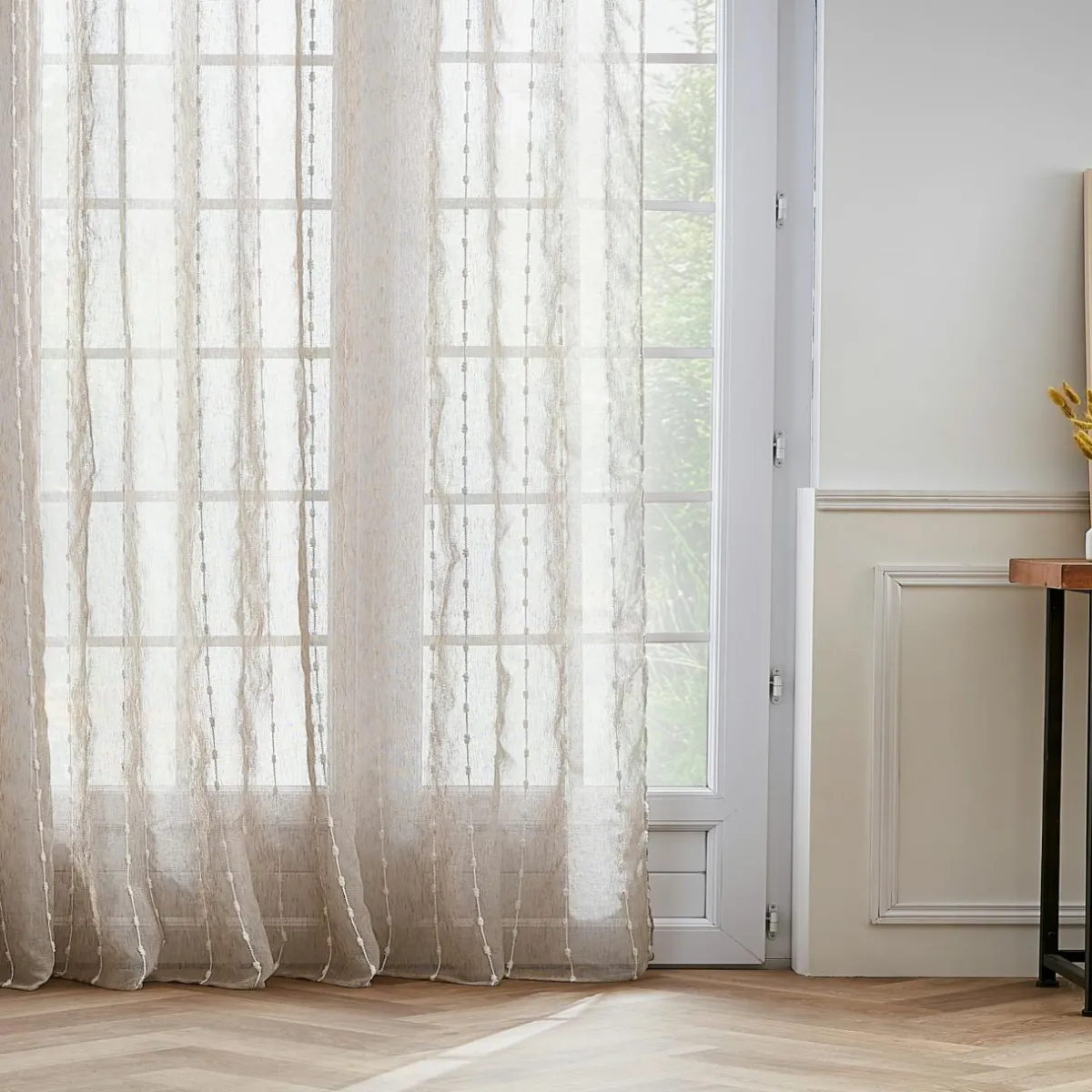 EMINZA Voilage œillets pompons (280 x 240 cm) Axel Beige New