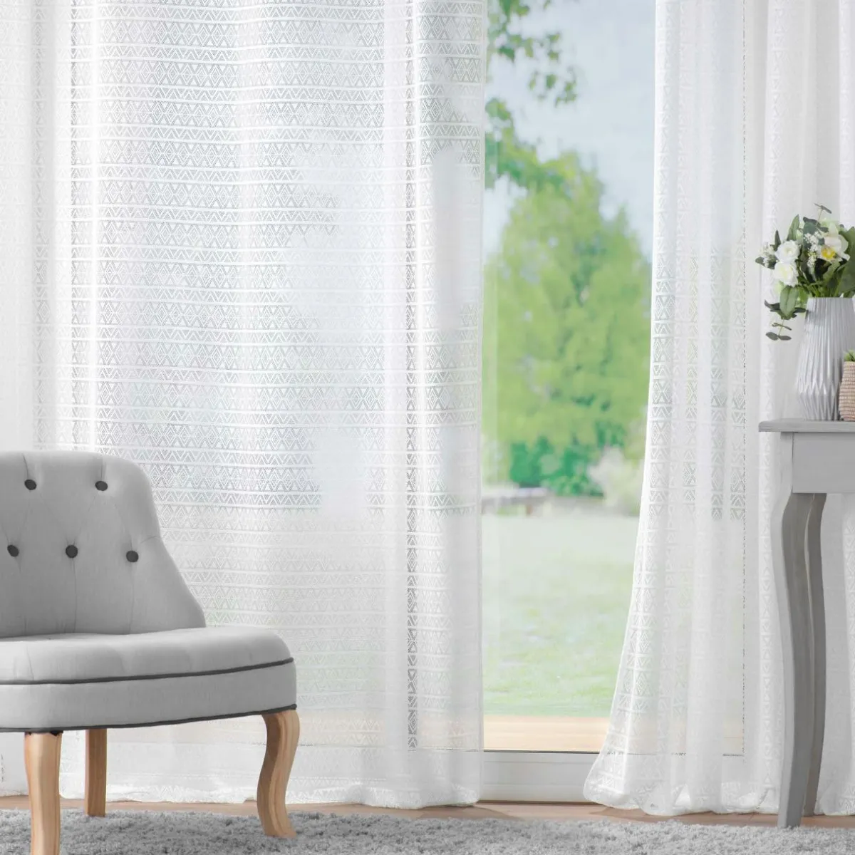 DOUCEUR D'INTERIEUR Voilage maille (140 x 280 cm) Naomie Blanc Discount