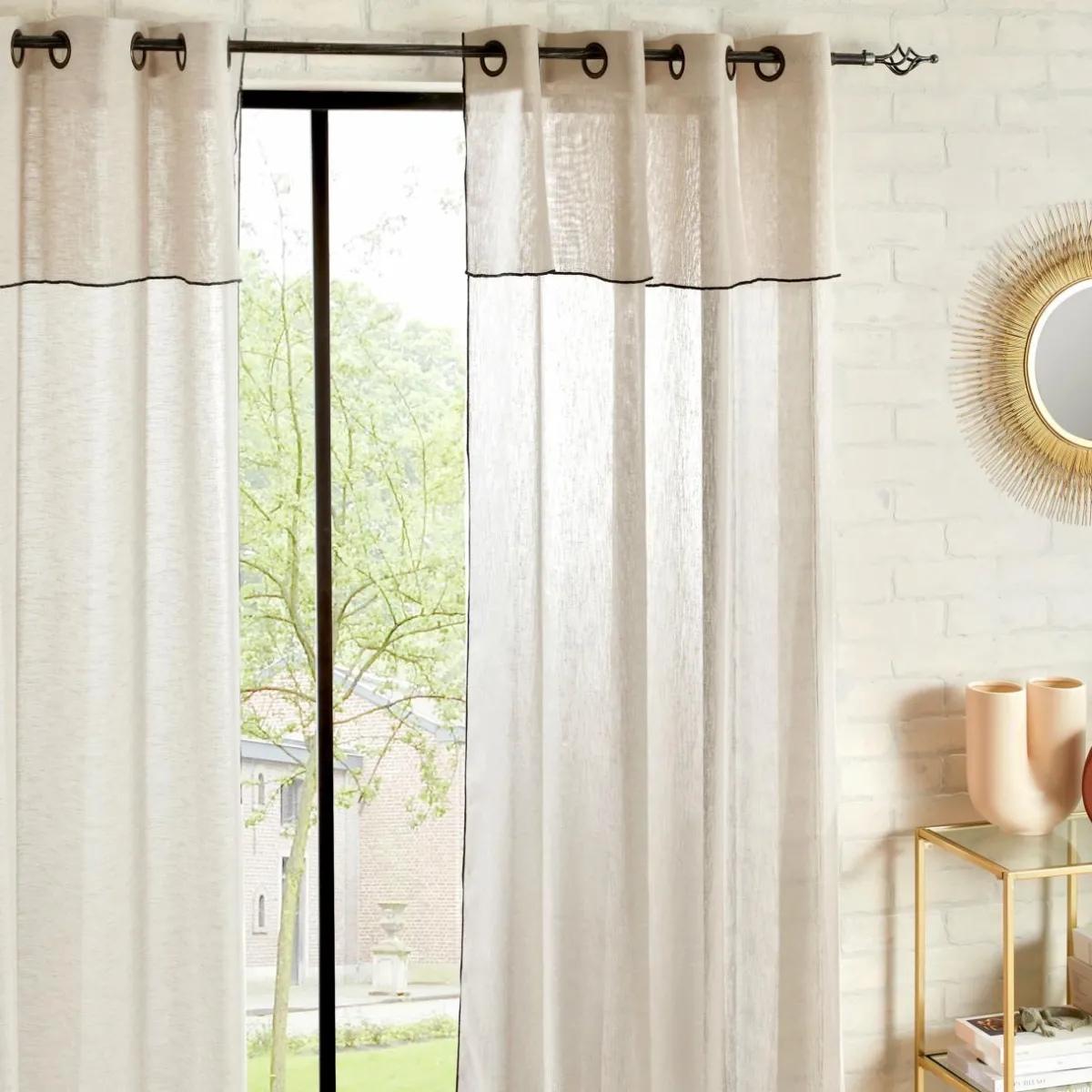 ATMOSPHERA Voilage oeillets à volant (140 x 240 cm) Fred Beige Hot