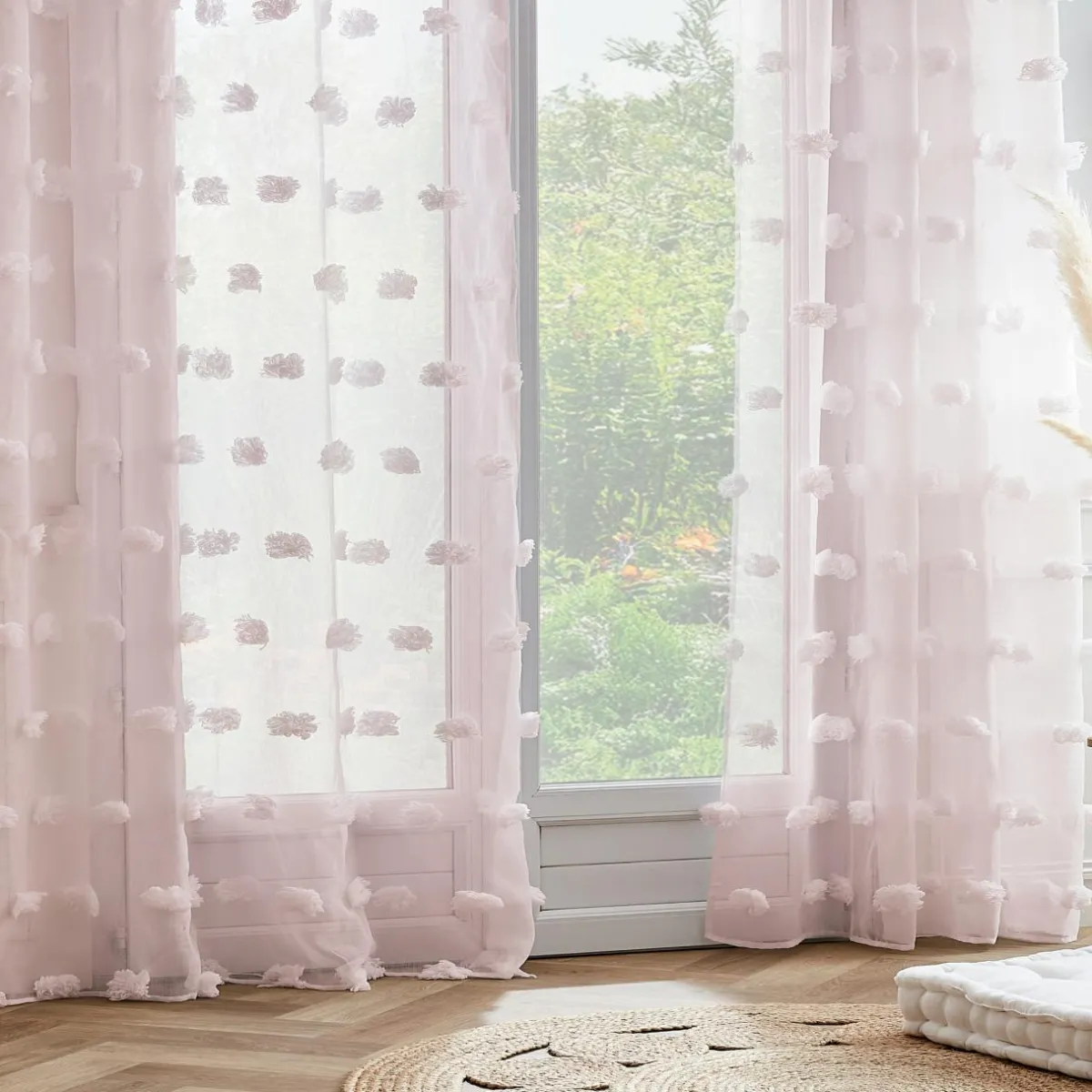 EMINZA Voilage oeillets pompons (140 x 240 cm) Suzie Rose Sale