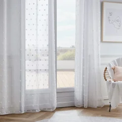 EMINZA Voilage oeillets pompons (140 x 280 cm) Emie Blanc Online