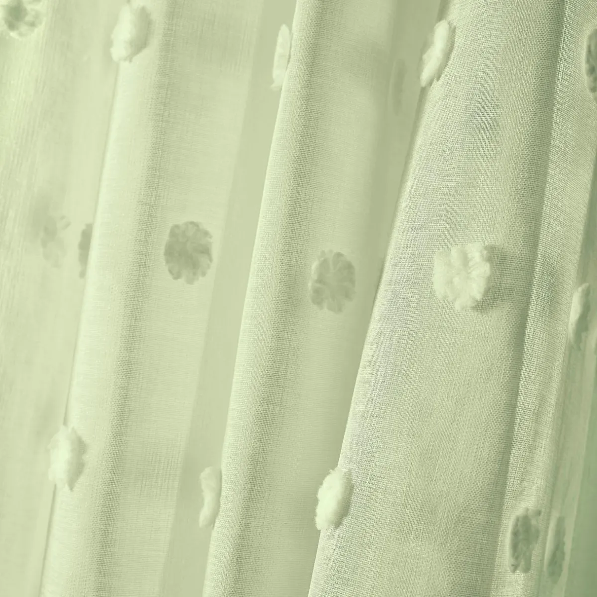 EMINZA Voilage oeillets pompons (140 x 240 cm) Emie Vert d'eau Vert d'eau Sale