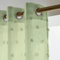 EMINZA Voilage oeillets pompons (140 x 240 cm) Emie Vert d'eau Vert d'eau Sale