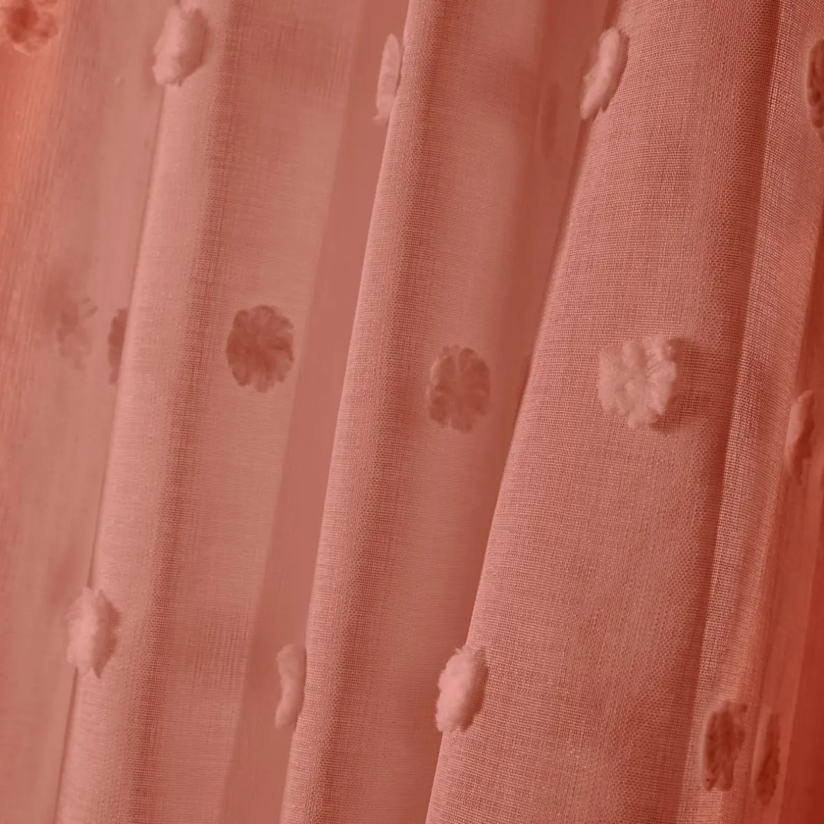EMINZA Voilage oeillets pompons (140 x 280 cm) Emie Terracotta Sale