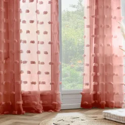 EMINZA Voilage oeillets pompons (140 x 240 cm) Suzie Terracotta Clearance