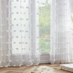 EMINZA Voilage oeillets pompons (180 x 240 cm) Suzie Blanc Online