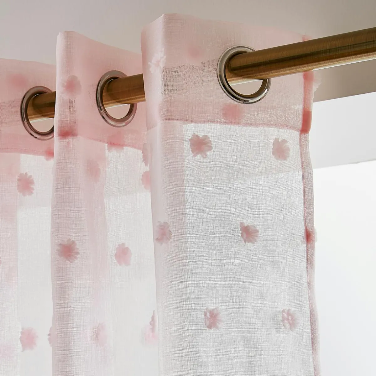 EMINZA Voilage oeillets pompons (140 x 240 cm) Emie Rose New
