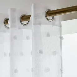 EMINZA Voilage oeillets pompons (180 x 240 cm) Emie Blanc