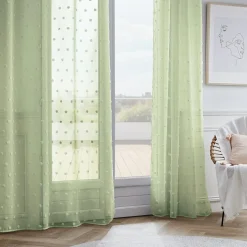 EMINZA Voilage oeillets pompons (140 x 280 cm) Emie Vert d'eau Vert d'eau New