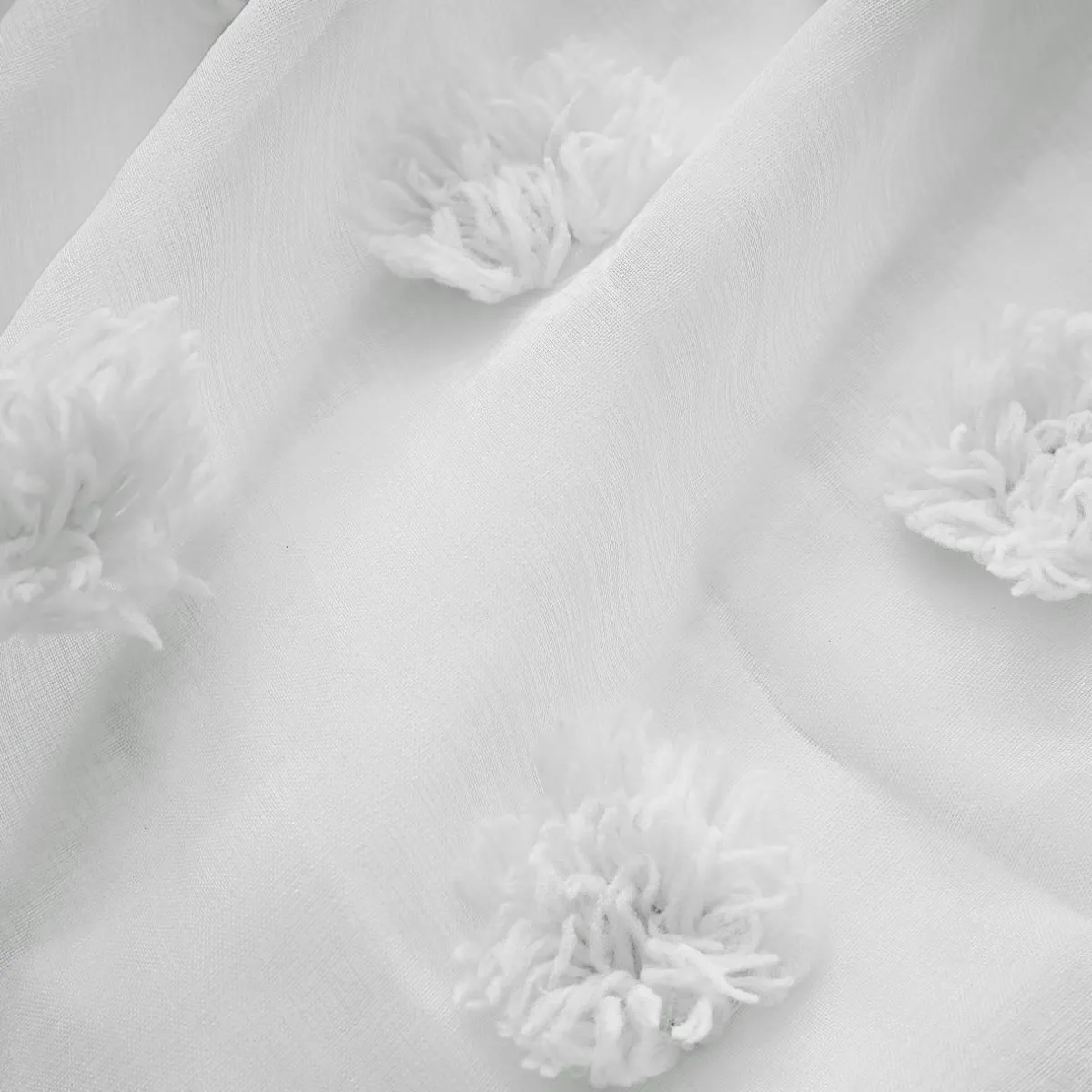 EMINZA Voilage oeillets pompons (140 x 240 cm) Suzie Blanc New