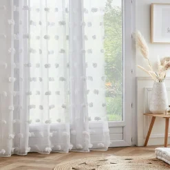 EMINZA Voilage oeillets pompons (280 x 240 cm) Suzie Blanc Discount
